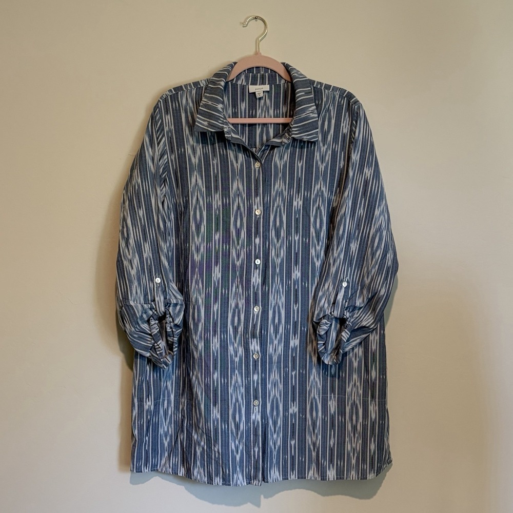 Pure Jill by J. Jill button-down tunic/dress southwestern‎ ikat print XL